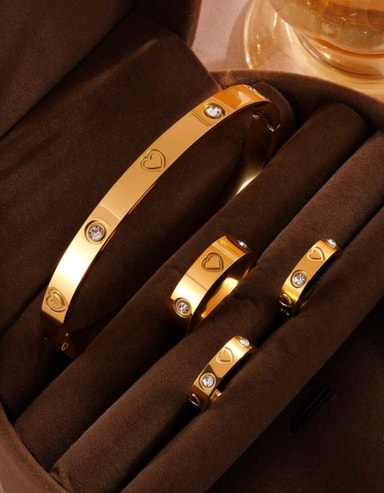 Set brazalete, anillo y aretes