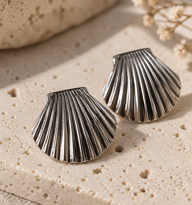 Aretes Concha Plateados — foto 2