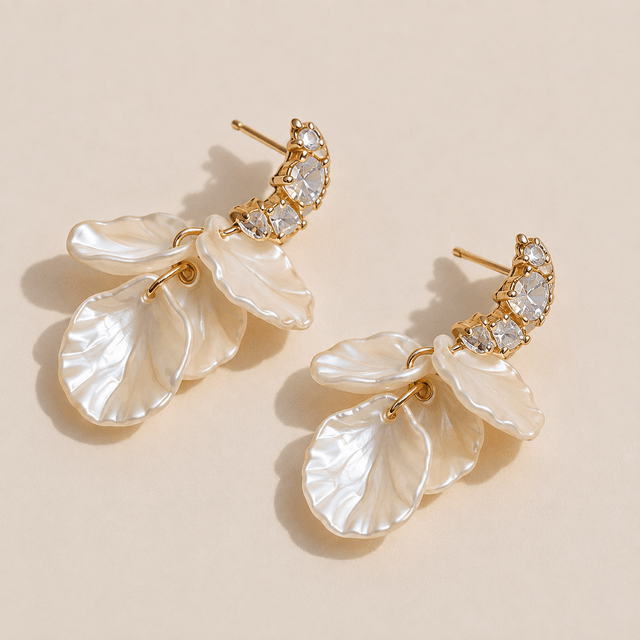 Aretes Dorados Flor De Nácar — foto 3
