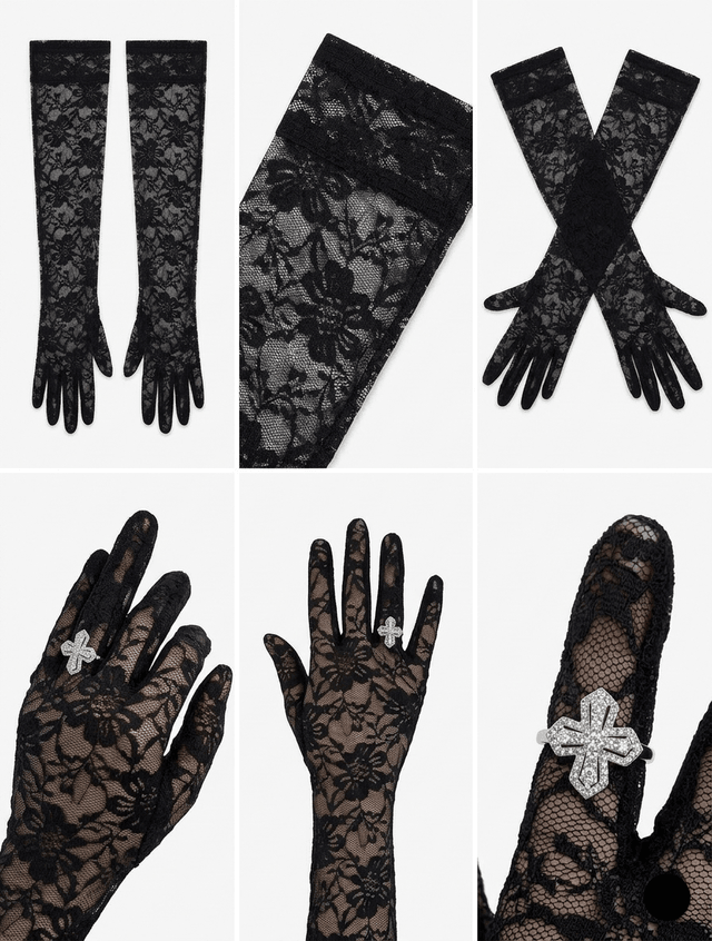 Guantes Largos de Encaje Floral — foto 4