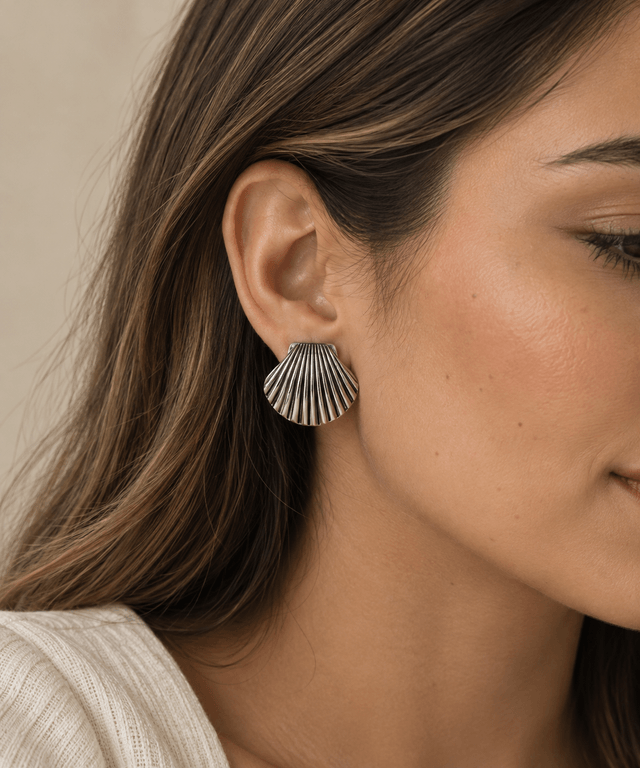 Aretes Concha Plateados — foto 1