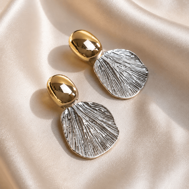 Aretes Dorados Con Plateado Brisa — foto 2