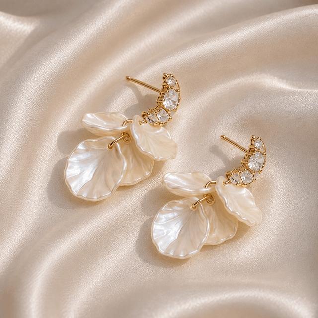 Aretes Dorados Flor De Nácar — foto 2